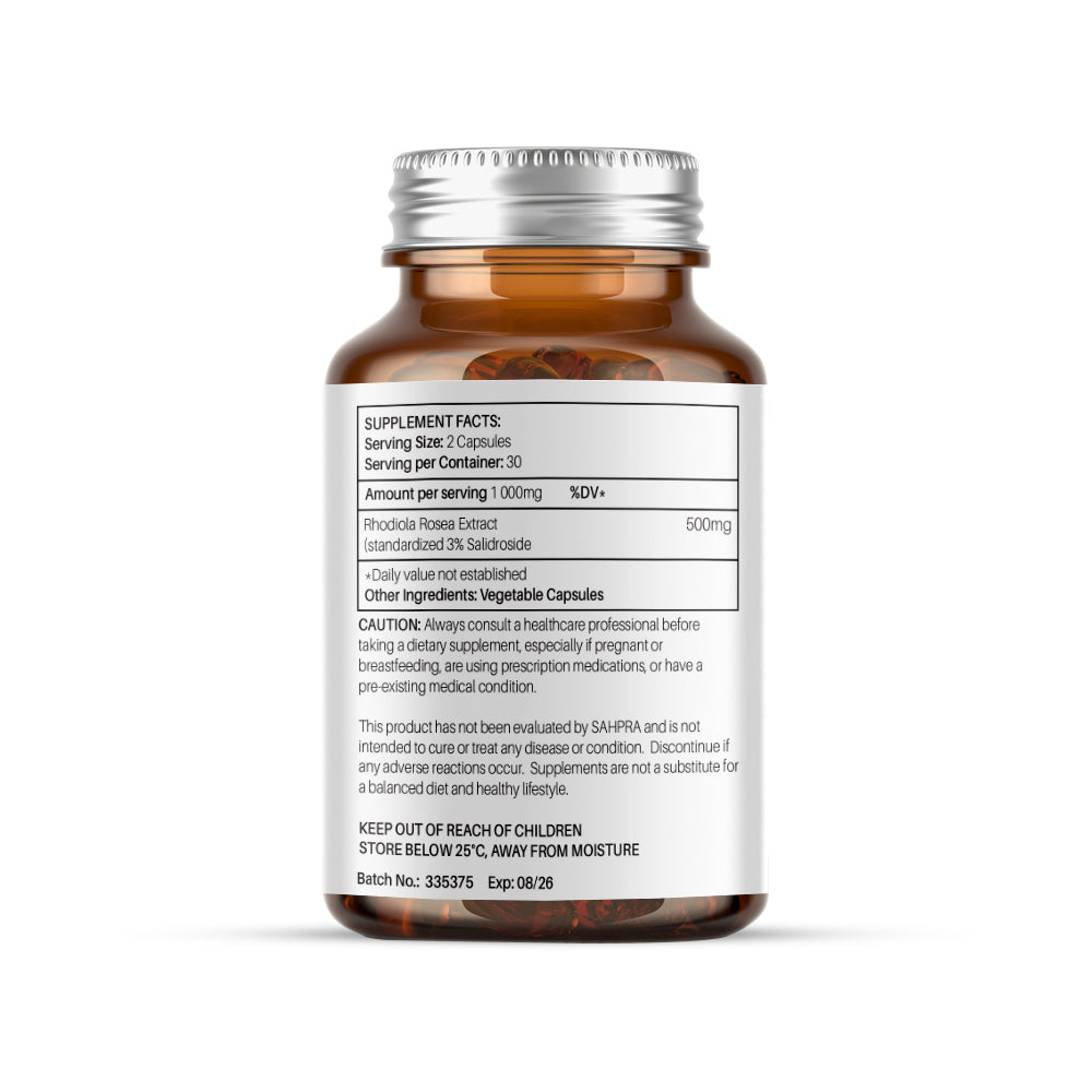 Rhodiola Rosea – 3% Salidroside, 500mg Capsules
