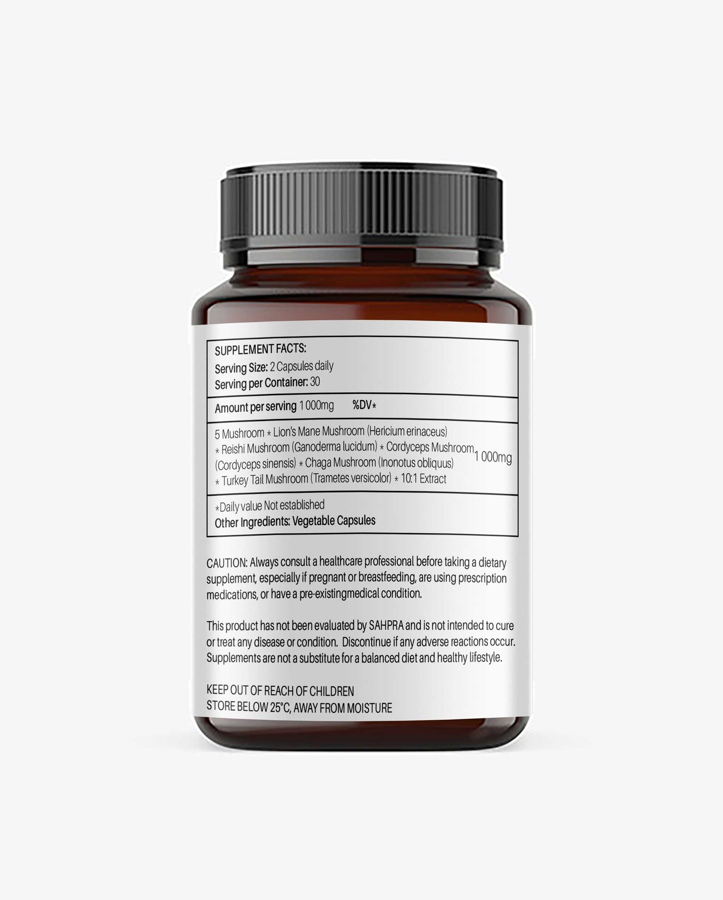 5 Mushroom Complex – Lion’s Mane, Reishi, Cordyceps, Chaga & Turkey Tail | Kenzen SA