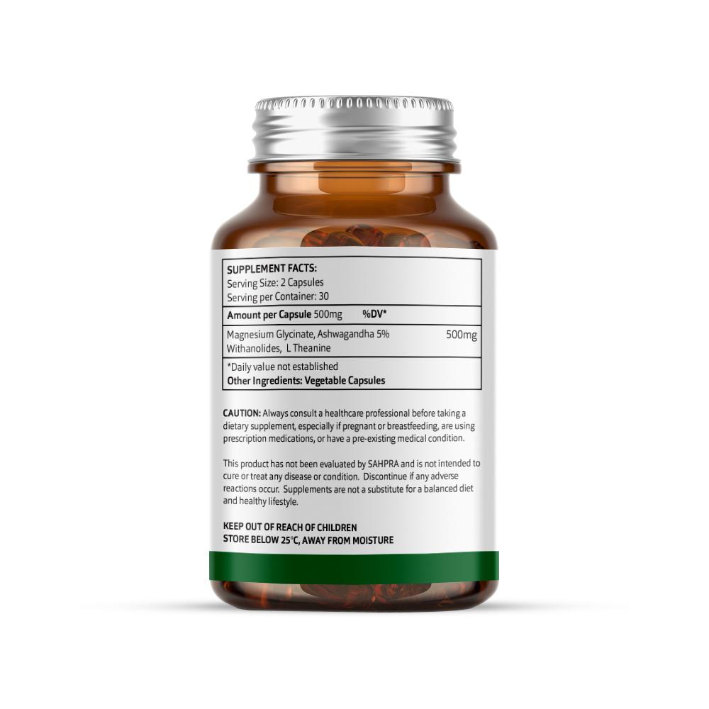 Calm – Magnesium Glycinate, L-Theanine & Ashwagandha (5% Withanolides)
